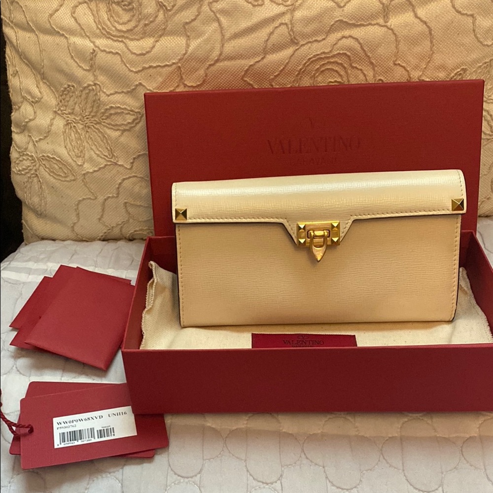 Valentino Cream studs long wallet